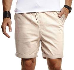 Leif Nelson Herren Kurze Hose für Sommer Slim Fit Kurze Chino Herren Shorts Hose für Männer Kurze Jogginghose Sommer Kurze Chinohose für Freizeit Cargo schwarz Bermuda LN8290 Beige Medium von Leif Nelson