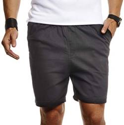 Leif Nelson Herren Kurze Hose für Sommer Slim Fit Kurze Chino Herren Shorts Hose für Männer Kurze Jogginghose Sommer Kurze Chinohose für Freizeit Cargo schwarz Bermuda LN8290 Schwarz Small von Leif Nelson