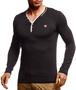 Leif Nelson Herren Longsleeve V-Ausschnitt Slim Fit Baumwolle-Anteil Basic Männer Sweatshirt Pulli weißes Langarmshirt V-Neck Pullover T-Shirt Langarm LN5120T Schwarz XX-Large von Leif Nelson