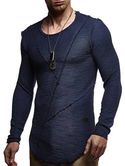 Leif Nelson Herren Oversize Pullover Sweatshirt Hoodie Longsleeve Rundhals Ausschnitt Hoody Sweatjacke Pulli LN6323; Größe L, Blau von Leif Nelson