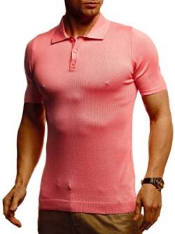 Leif Nelson Herren Polo Shirts Sommer T-Shirt Poloshirt Slim Fit aus Feinstrick Cooles Basic Männer Polo-Shirt Jungen Kurzarmshirt Sweater Kurzarm LN7400 Koralle Medium von Leif Nelson