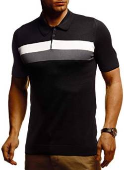 Leif Nelson Herren Polo Shirts Sommer T-Shirt Poloshirt Slim Fit aus Feinstrick Cooles Basic Männer Polo-Shirt Jungen Kurzarmshirt Sweater Kurzarm LN7450 Schwarz Medium von Leif Nelson