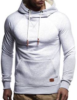 Leif Nelson Herren Pullover Hoodie mit Kapuze Moderner Sweatshirt-Pullover Langarm Sweatshirt Slim Fit LN8125 Grau Large von Leif Nelson