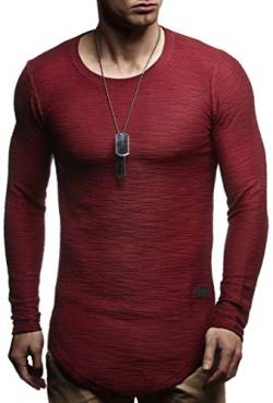 Leif Nelson Herren Pullover Rundhals-Ausschnitt Schwarzer Männer Longsleeve dünner Pulli Sweatshirt Langarmshirt Crew Neck Jungen Hoodie T-Shirt Langarm Oversize LN6298 Bordeaux Small von Leif Nelson