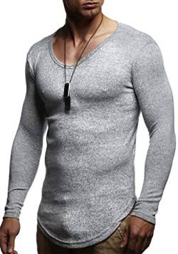 Leif Nelson Herren Pullover V-Ausschnitt Slim Fit Schwarzer Männer Longsleeve dünner Pulli Sweatshirt Langarmshirt Jungen Hoodie T-Shirt Langarm Oversize LN8117 Grau XX-Large von Leif Nelson