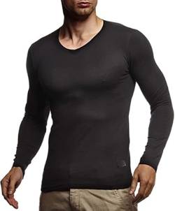 Leif Nelson Herren Pullover V-Ausschnitt Slim Fit Schwarzer Männer Longsleeve dünner Pulli Sweatshirt Langarmshirt Jungen Hoodie T-Shirt Langarm Oversize WI2 Schwarz XXL von Leif Nelson