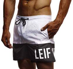 Leif Nelson Herren Sommer Badehosen Badeshorts Schwimmhose Schwimmshorts Beachshorts LN9240; Small; Weiss-Schwarz von Leif Nelson