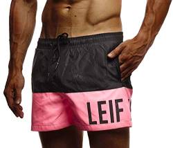 Leif Nelson Herren Sommer Badehosen Badeshorts Schwimmhose Schwimmshorts Beachshorts LN9240; XX-Large; Schwarz-Pink von Leif Nelson