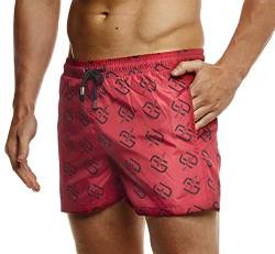 Leif Nelson Herren Sommer Badeshorts mit Taschen Männer Badehose Schwimmshorts Herren Schwimmhose-Beachshorts Jungen Strand Shorts Kurze Hosen Cargo Bermuda Chino LN92500 Bordeaux Large von Leif Nelson