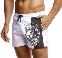 Leif Nelson Herren Sommer Badeshorts mit Taschen Männer Badehose Schwimmshorts Herren Schwimmhose-Beachshorts Jungen Strand Shorts Kurze Hosen Cargo Bermuda Chino LN92510 Weiß Small von Leif Nelson