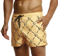 Leif Nelson Herren Sommer Badeshorts mit Taschen Männer Badehose Schwimmshorts Herren Schwimmhose-Beachshorts Jungen Strand Shorts Kurze Hosen Cargo Bermuda Chino LN92535 Gelb Large von Leif Nelson