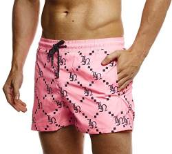 Leif Nelson Herren Sommer Badeshorts mit Taschen Männer Badehose Schwimmshorts Herren Schwimmhose-Beachshorts Jungen Strand Shorts Kurze Hosen Cargo Bermuda Chino LN92535 Pink X-Large von Leif Nelson