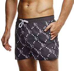 Leif Nelson Herren Sommer Badeshorts mit Taschen Männer Badehose Schwimmshorts Herren Schwimmhose-Beachshorts Jungen Strand Shorts Kurze Hosen Cargo Bermuda Chino LN92535 Schwarz Medium von Leif Nelson