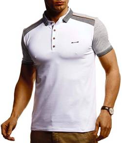 Leif Nelson Herren Sommer T-Shirt Poloshirt Slim Fit Cooles Basic Männer Polo-Shirt Crew Neck Jungen Kurzarmshirt Polo Shirt Sweater Kurzarm LN55190 Weiß Small von Leif Nelson