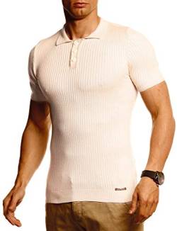 Leif Nelson Herren Sommer T-Shirt Poloshirt Slim Fit aus Feinstrick Cooles Basic Männer Polo-Shirt Crew Neck Jungen Kurzarmshirt Polo Shirt Sweater Kurzarm LN20763 Beige X-Large von Leif Nelson