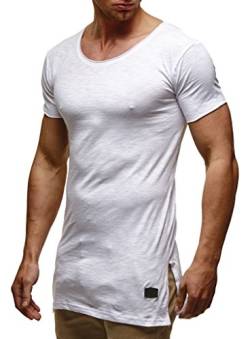 Leif Nelson Herren Sommer T-Shirt Rundhals-Ausschnitt Slim Fit Baumwolle-Anteil Moderner Männer T-Shirt Crew Neck Hoodie-Sweatshirt Kurzarm lang LN6336 Weiß Small von Leif Nelson