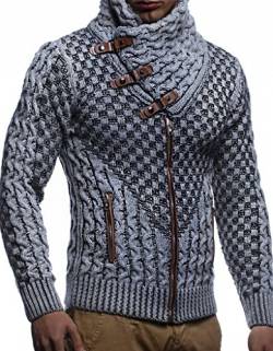 Leif Nelson Herren Strickjacke (Grau, Größe 3XL) mit Reißverschluss Regular Fit, Männer Cardigan Langarm Design, ideal für Casual und Business-Looks von Leif Nelson