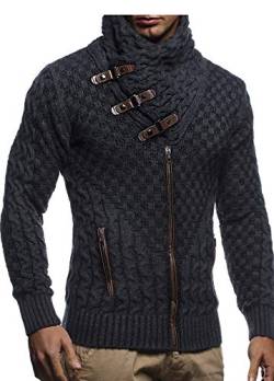 Leif Nelson Herren Strickjacke (Schwarz, Größe 3XL) mit Reißverschluss Regular Fit, Männer Cardigan Langarm Design, ideal für Casual und Business-Looks von Leif Nelson