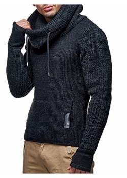 Leif Nelson Herren Strickpullover Schwarz mit Kragen/Hochwertiger Winterpullover Regular Fit, ideal für Casual-Looks, Langarm Größe 3XL von Leif Nelson