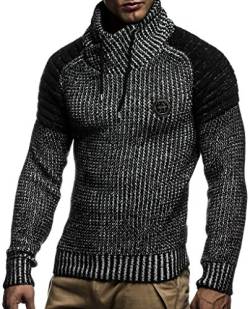 Leif Nelson Herren Strickpullover Schwarz mit Schalkragen/Hochwertiger Winterpullover in Regular Fit, ideal für Casual und Business, Langarm Größe 3XL von Leif Nelson