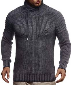 Leif Nelson Herren Strickpullover Schwarz mit Schalkragen/Hochwertiger Winterpullover in Regular Fit, ideal für Casual und Business, Langarm Größe 4XL von Leif Nelson