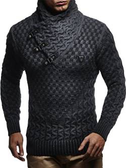 Leif Nelson Herren Strickpullover Schwarz mit Schalkragen/Hochwertiger Winterpullover in Regular Fit, ideal für Casual und Business, Langarm Größe M von Leif Nelson