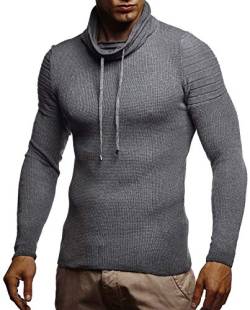 Leif Nelson Herren-Strickpullover Woll-Pullover mit Rollkragen Moderner Pullover Sweatshirt LN20747; L; Anthrazit von Leif Nelson