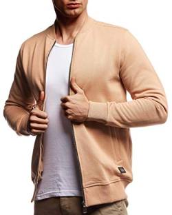 Leif Nelson Herren Sweatjacke Freizeitjacke mit Stehkragen schwarze Männer Übergangsjacke Baumwolle-Anteil Basic Sweater Jacke mit Reißverschluss ohne Kapuze Sommer LN8346 Beige X-Large von Leif Nelson