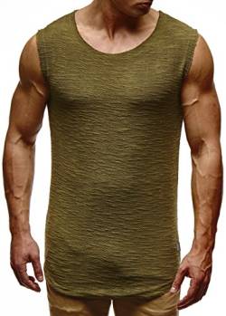 Leif Nelson Herren Tops T-Shirt Tank Shirt Sweatshirt LN6343; Größe L, Khaki von Leif Nelson