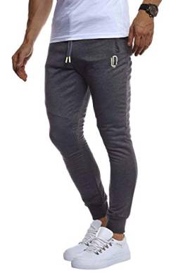 Leif Nelson Herren Trainingshose Sporthose Slim Fit Männer Fitnesshose Jogginghose Lange Fitness-Hose für Sport Training Bodybuilding Jungen Sweatpants Jogging LN8298; XXL; Anthrazit-Gelb von Leif Nelson