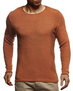 Leif Nelson Herren-Winterpullover Strick-Hoodie mit Kapuze Moderner Wollpullover Das Beste in Kleidung Männer LN7225 Größe XXL Rot-Braun von Leif Nelson