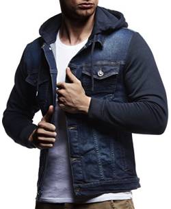 Leif Nelson Jeansjacke Herren (Blau, Größe M), Jeans Denim Kapuzenjacke, Männer Jeans Jacke coolen Baumwolle-Ärmel, modernes Design Regular Fit von Leif Nelson