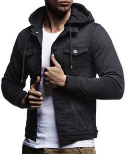 Leif Nelson Jeansjacke Herren (Schwarz, Größe S), Jeans Denim Kapuzenjacke, Männer Jeans Jacke coolen Baumwolle-Ärmel, modernes Design Regular Fit von Leif Nelson