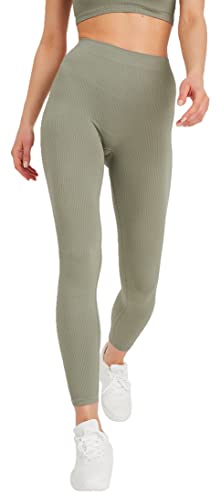 Leif Nelson Leggings Damen Trainingshose Sport Leggins Gym Seamless Sporthose Laufhose Blickdicht Nahtlose Sportleggings Yoga Mädchen Fitnesshose für Gym Workout Jogging Alltag Khaki M/L von Leif Nelson