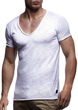 Leif Nelson Mens T-Shirt V-Neck LN-62801 Gewschen Blanca XX-Large von Leif Nelson