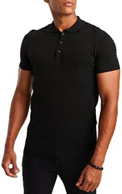 Leif Nelson Poloshirts Herren Sommer T-Shirt Polo Kragen aus Feinstrick Basic Männer Shirt Kurzarm Jungen Kurzarmshirts LN20770 Schwarz Größe L von Leif Nelson