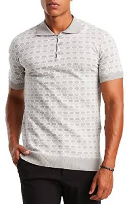 Leif Nelson Poloshirts Herren Sommer T-Shirt Polo Kragen aus Feinstrick Basic Männer Shirt Kurzarm Jungen Kurzarmshirts LN20771 Grau Ecru Größe M von Leif Nelson