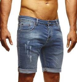 Leif Nelson Shorts Herren Kurze Hosen Männer Jeansshorts Denim Sommer Freizeithose Basic LN-1397 Blau Größe W33 von Leif Nelson