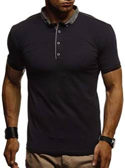 Leif Nelson Sommer Poloshirt Kurzarm Herren T-Shirt Kragen (Schwarz, Größe S) - Coole Männer Poloshirts lang Baumwolle - Polo Shirt for Men Tshirt von Leif Nelson