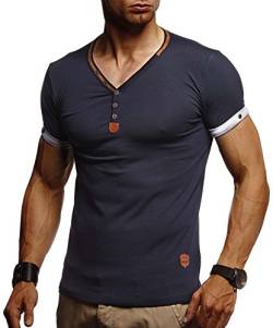 Leif Nelson Sommer T-Shirt Herren V-Ausschnitt (Blau, Größe M) - Coole Tshirts lang V-Neck Baumwolle - Casual Basic Shirts Männer Kurzarm von Leif Nelson