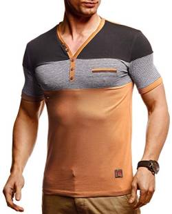 Leif Nelson Sommer T-Shirt Herren V-Ausschnitt (Camel, Größe XL) - Coole Tshirts V-Neck Baumwolle - Casual Basic Shirts Männer Kurzarm - Mens t Shirt von Leif Nelson