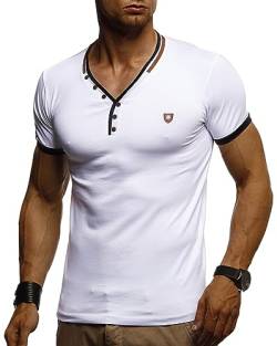 Leif Nelson Sommer T-Shirt Herren V-Ausschnitt (Weiß, Größe XXL) - Coole Tshirts lang V-Neck Baumwolle - Casual Basic Shirts Männer Kurzarm von Leif Nelson