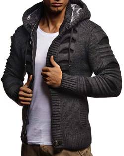 Leif Nelson Strickjacke Herren mit Kapuze & Reissverschluss (Schwarz, Größe M) - Strick Sweatjacke Männer Cardigan für Winter & Sommer von Leif Nelson