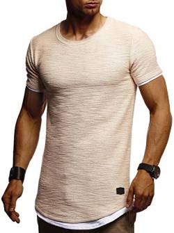 Leif Nelson T-Shirt Herren Sommer Rundhals-Ausschnitt (Beige, Größe L), Regular Fit Herren-T-Shirt 100% Baumwolle, Casual Basic Männer T-Shirt Kurzarm von Leif Nelson