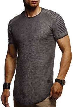 Leif Nelson T-Shirt Herren Sommer Rundhals-Ausschnitt (Grau, Größe L), Regular Fit Herren-T-Shirt 100% Baumwolle Casual Basic Männer T-Shirt Kurzarm von Leif Nelson