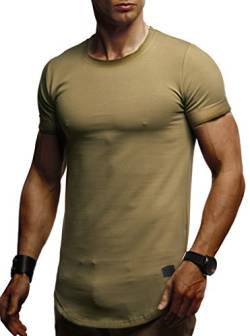 Leif Nelson T-Shirt Herren Sommer Rundhals-Ausschnitt (Khaki, Größe S), Regular Fit Herren-T-Shirt 100% Baumwolle Casual Basic Männer T-Shirt Kurzarm von Leif Nelson