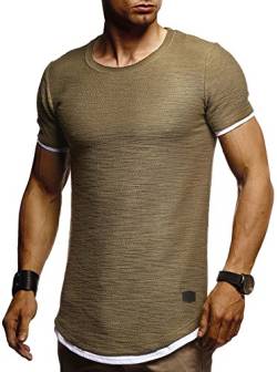 Leif Nelson T-Shirt Herren Sommer Rundhals-Ausschnitt (Khaki Größe S) Regular Fit Herren-T-Shirt 100% Baumwolle Casual Basic Männer T-Shirt Kurzarm von Leif Nelson