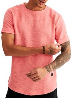 Leif Nelson T-Shirt Herren Sommer Rundhals-Ausschnitt (Rosa, Größe XXL), Regular Fit Herren-T-Shirt 100% Baumwolle, Basic Männer T-Shirt Kurzarm von Leif Nelson