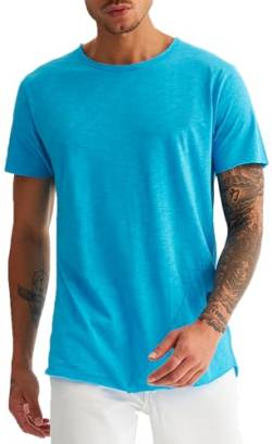 Leif Nelson T-Shirt Herren Sommer Rundhals-Ausschnitt (Türkis, Größe XXL), Regular Fit Herren-T-Shirt 100% Baumwolle, Basic Männer T-Shirt Kurzarm von Leif Nelson