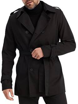 Leif Nelson Trenchcoat Herren kurze schwarze Jacke Kurzmantel Slim Fit Business Übergangsjacke Männer Mantel Sommer Lange Freizeitjacke Frühling Herbst Größe L von Leif Nelson